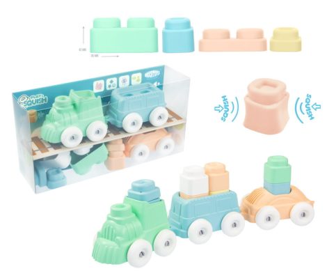  MOCHTOYS Play&Squish építőkocka dobozban 24 db-os puha építőjáték PASZTELL 