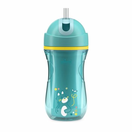 Chicco Sport Cup hőtartós csöpögésmentes szilikon szívószálas kulacs 14m+ 266 ml türkiz