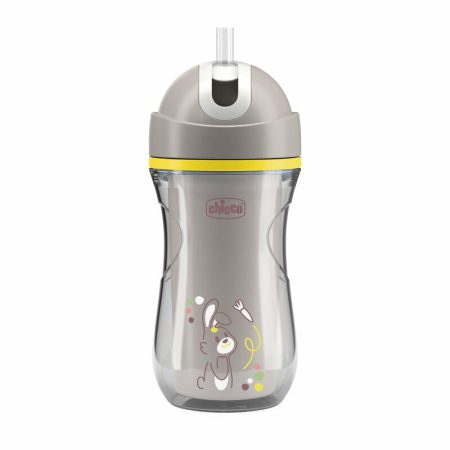 Chicco Sport Cup hőtartós csöpögésmentes szilikon szívószálas kulacs 14m+ 266 ml Szürke