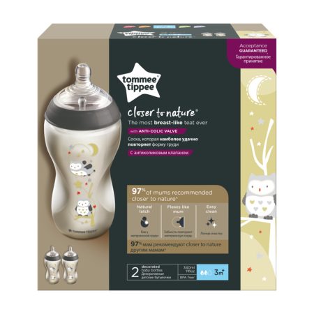 Tommee Tippee Closer to Nature cumisüveg duo 340ml  Ollie bagoly