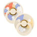   BIBS játszócumi - Studio Virágzás Colour natúr kaucsuk 0-6 hó krémfehér mix 2 db