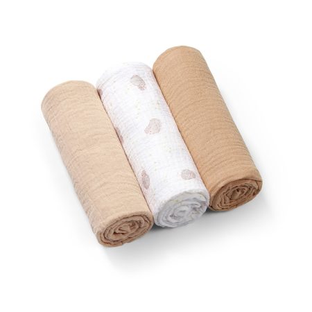 BabyOno textilpelenka színes 3db gyűrt muszlin bézs 828/02