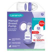   Lansinoh 2 fázisú kézi mellszívó + Lansinoh 160 ml-es cumisüveggel szettben 