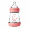 Chicco Perfect5 150 ml-es cumisüveg lassú folyású szilikon cumival 0m+ - Rózsaszín