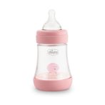   Chicco Perfect5 150 ml-es cumisüveg lassú folyású szilikon cumival 0m+ - Rózsaszín