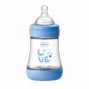Chicco Perfect5 150 ml-es cumisüveg lassú folyású szilikon cumival 0m+ - Kék