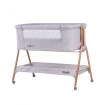   Chipolino Sweet Dreams szülői ágyhoz csatlakoztatható kiságy - grey/wood